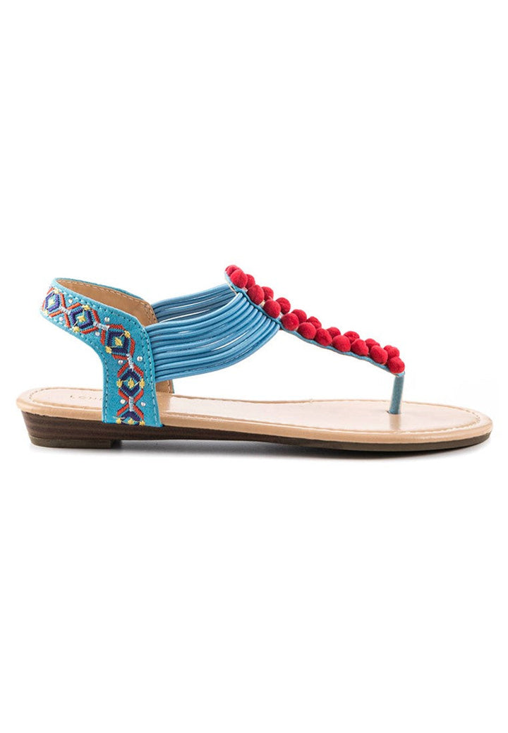 Blue Flat Thong Sandal - Blue