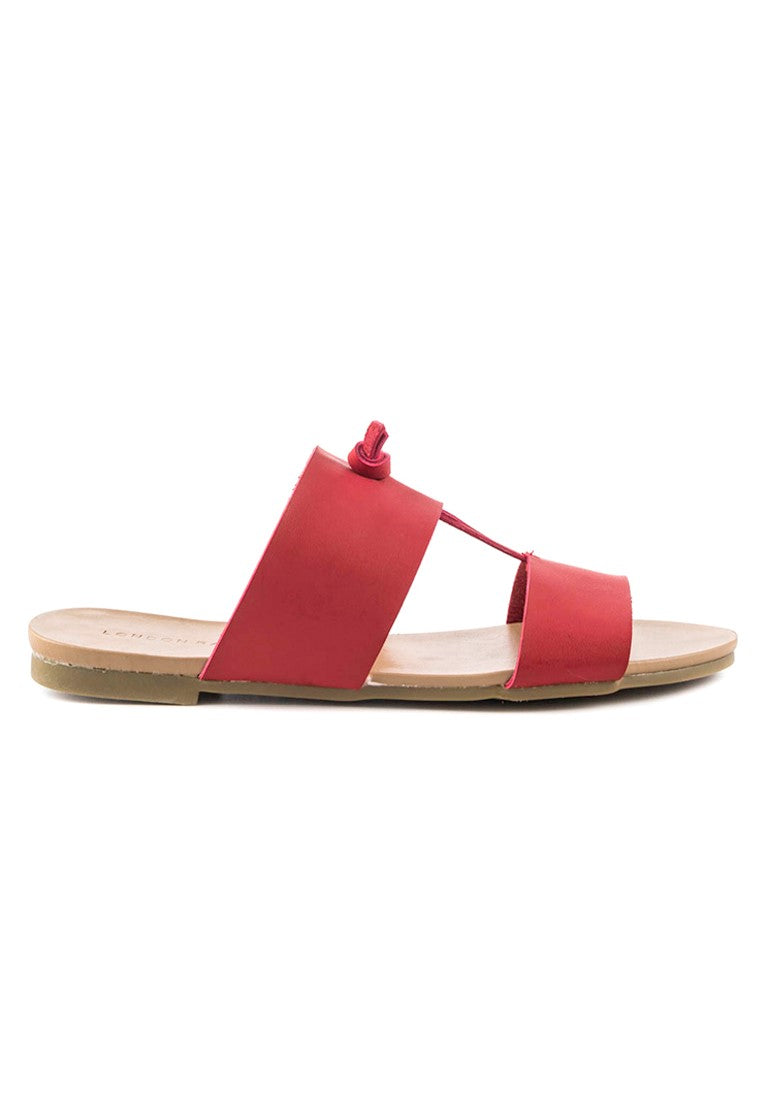 Red Slip-On Flat Sandal - Red