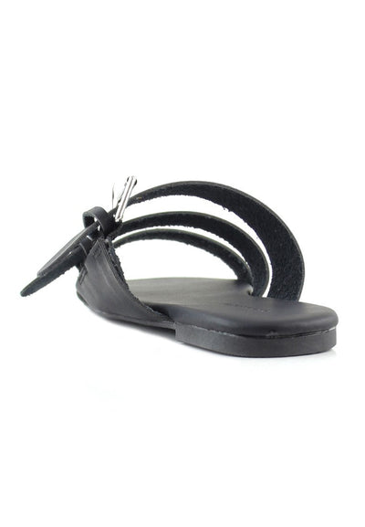 Black Strappy Flat Sandals - Black