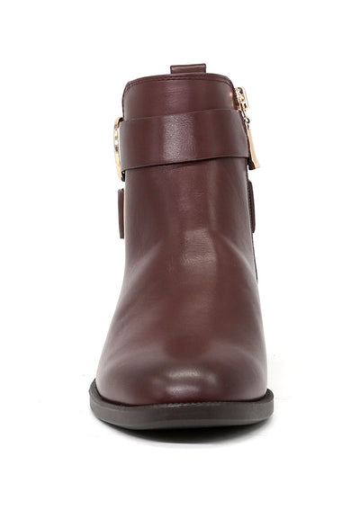 Brown Ankle Boot - Red