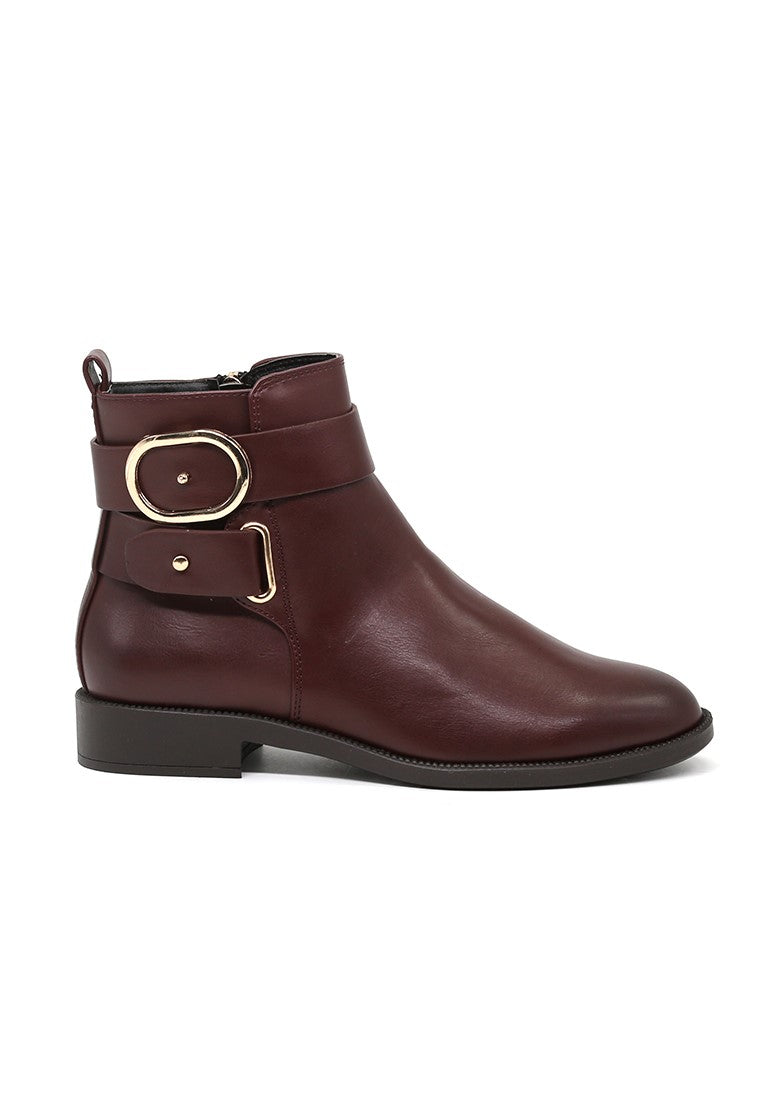 Brown Ankle Boot - Red