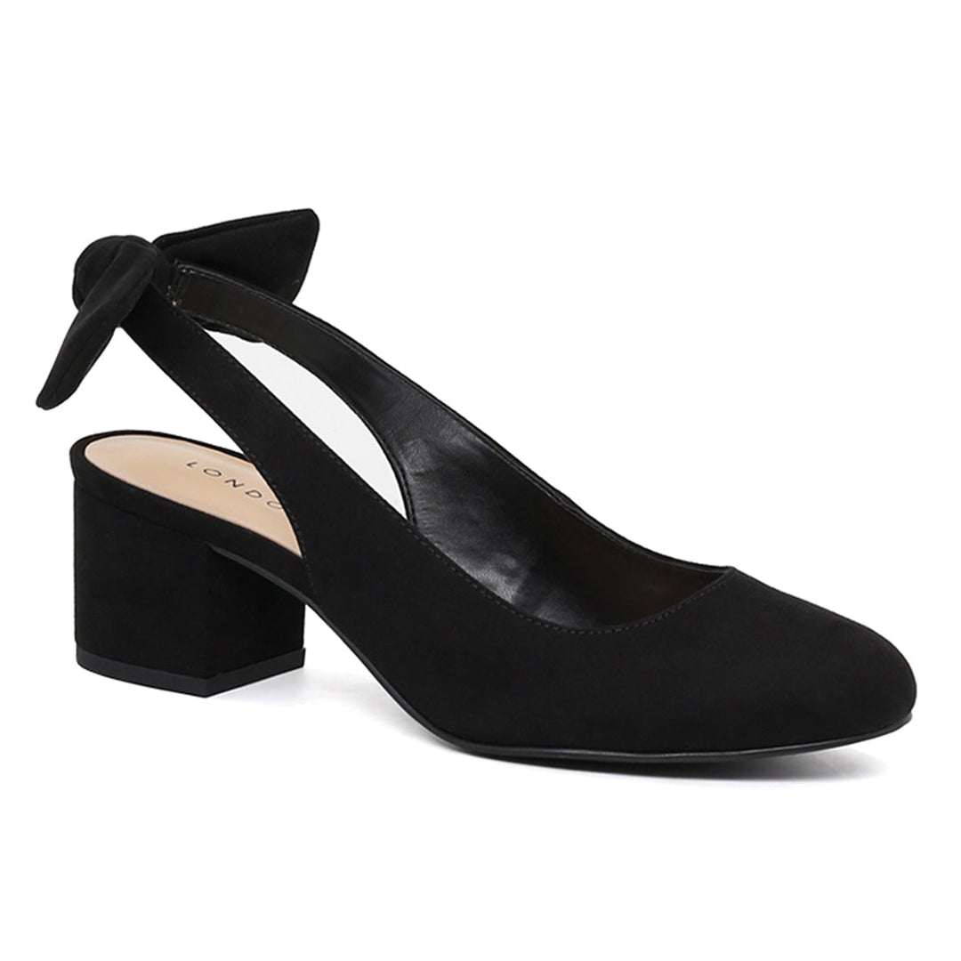 Shirley Black Slingback Round Toe Sandals - Black