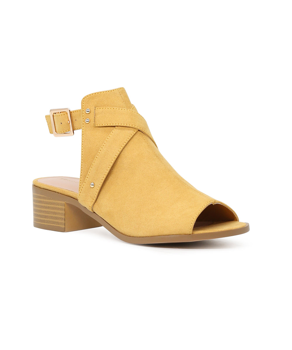 Yellow Color Peep Toe Ankle Cut Strap Sandals - Yellow