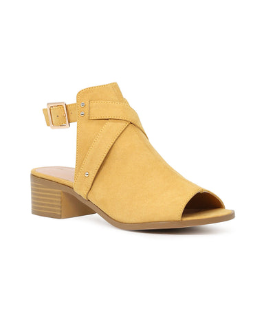 Yellow Color Peep Toe Ankle Cut Strap Sandals