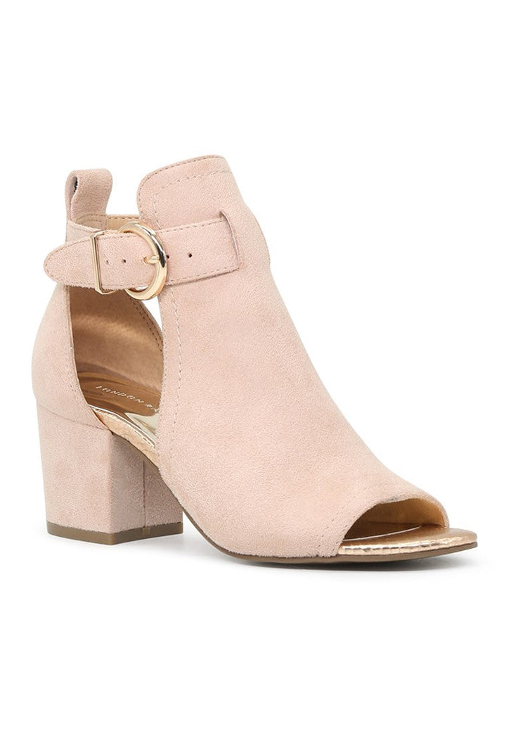 Nude Peep Toe Ankle Strap Sandals - Beige