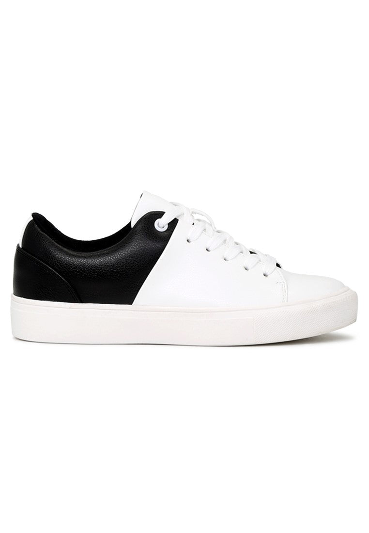 Black/White Lace-Up Sneakers - White