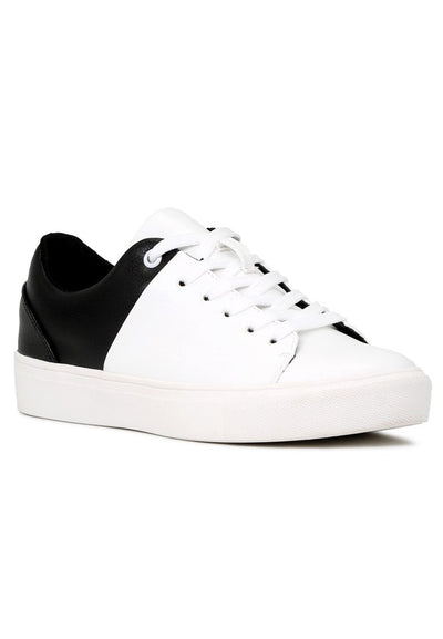 Black/White Lace-Up Sneakers