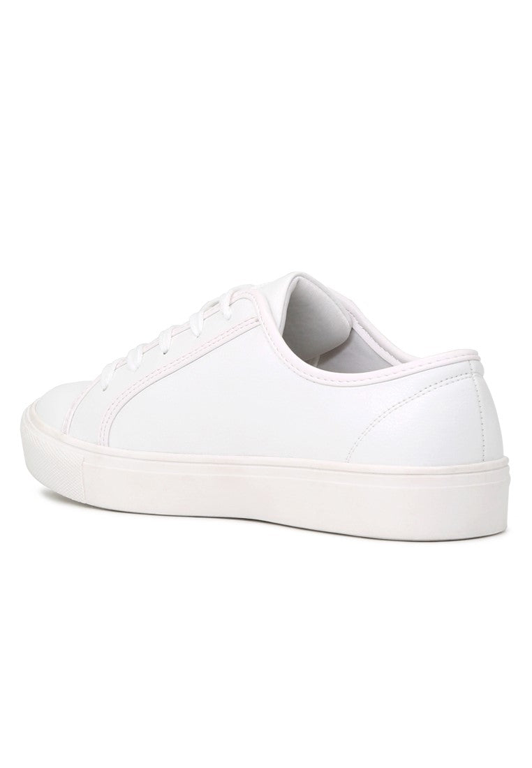 White Real Print Lace-Up Sneakers - White
