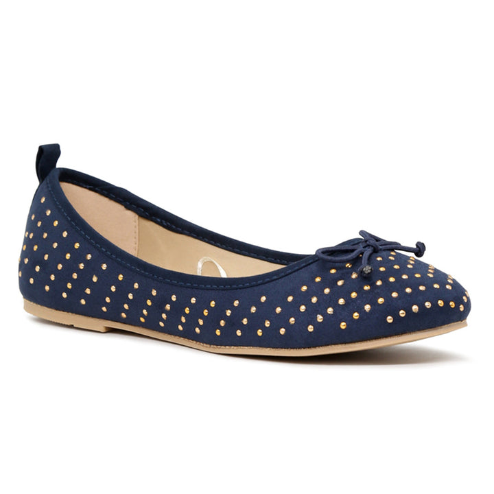 Navy Velvet Ballerinas - Blue