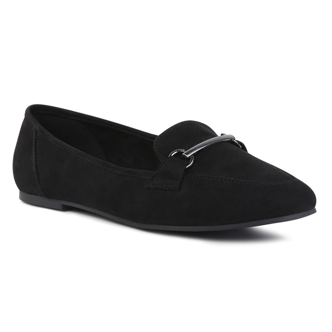 Black Metal Detail Loafer - Black