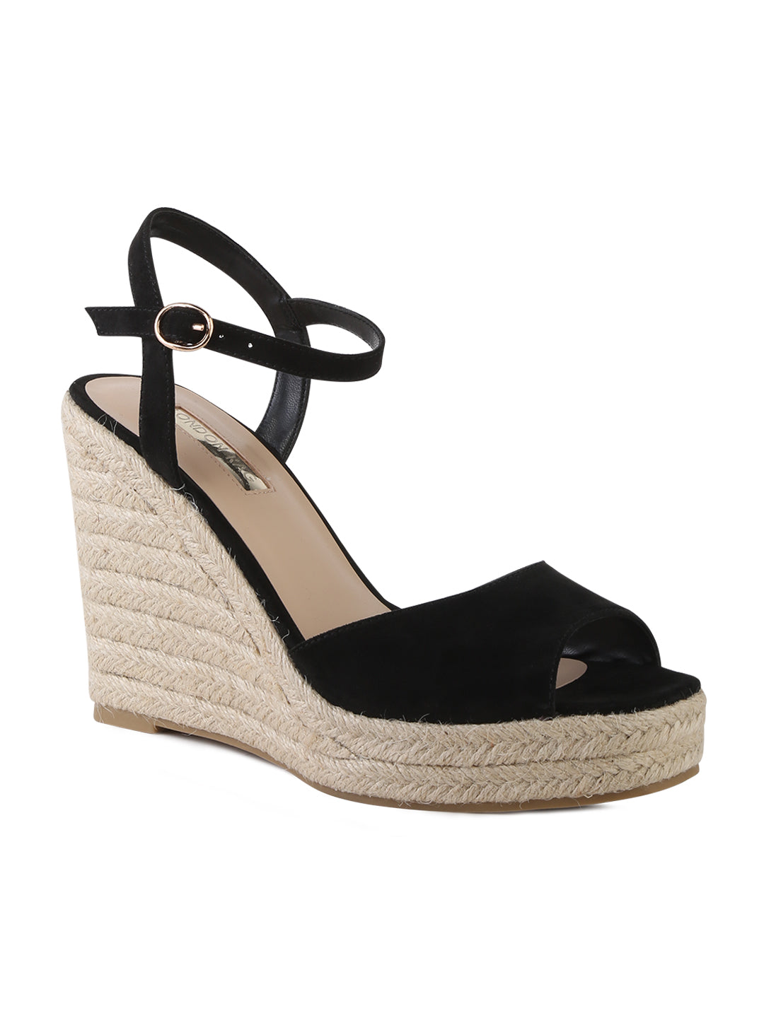 Ankle Strap Wedges Espadrille - Black