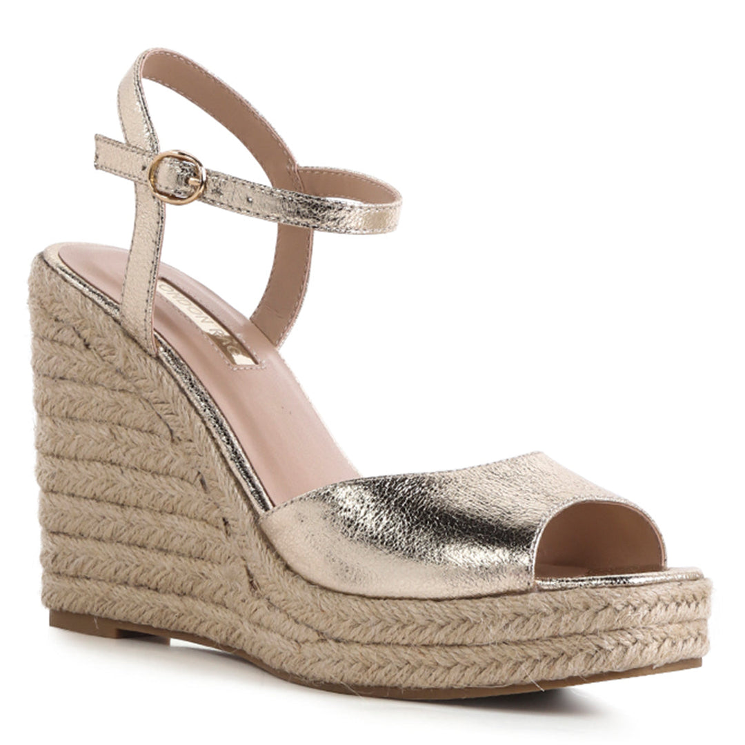 Metallic Gold Wedge Sandal - Gold