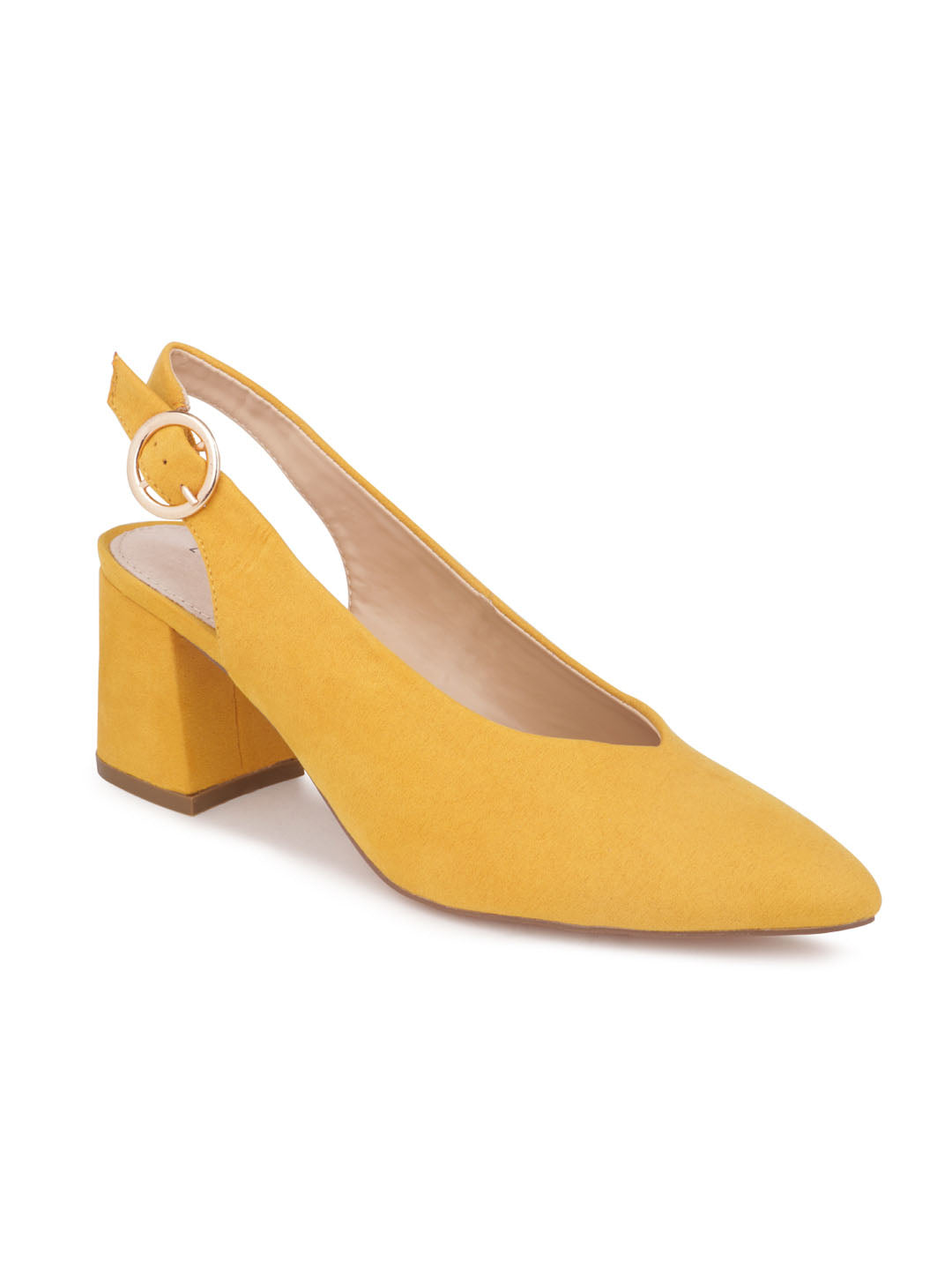 Solid Yellow Heeled Slingback - Yellow