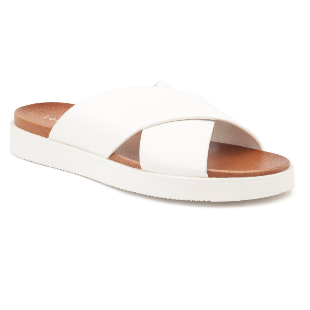 White Double Strap Slip-On - White