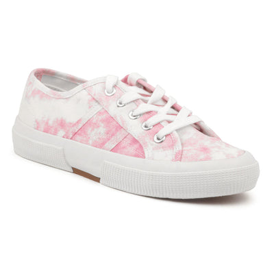Tie-Dye effect Lace up Printed Sneakers - Pink
