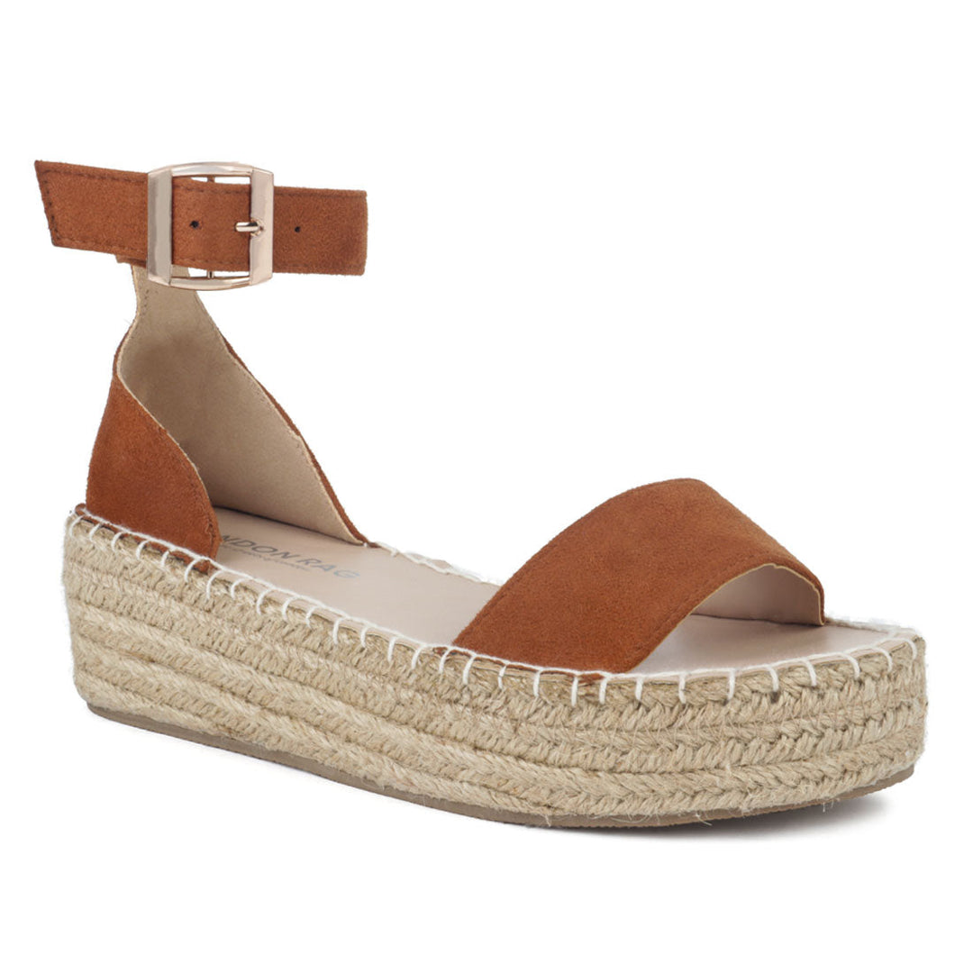 Tan Espadrilles with braided Platform - Tan