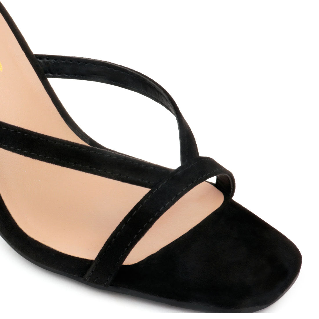 Black High Heel Strappy Ankle Strap Sandal - Black