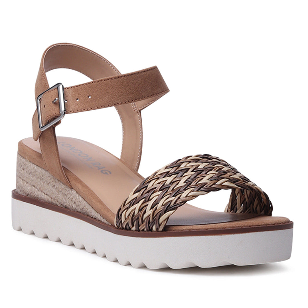 Tan Braided Espadrille Wedge Sandal - Tan