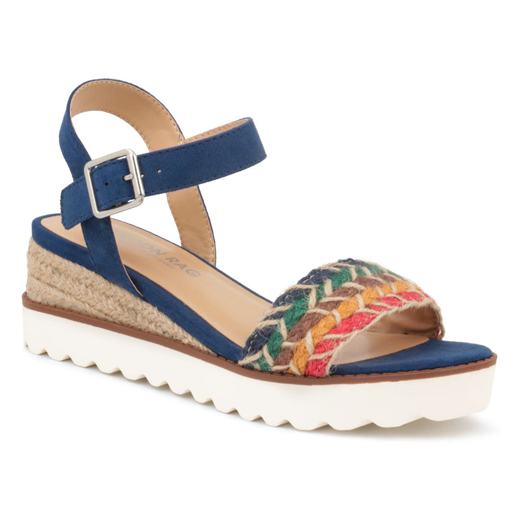 Navy Wedge Sandals - Navy