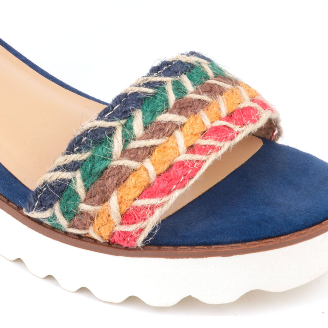 Navy Wedge Sandals - Navy