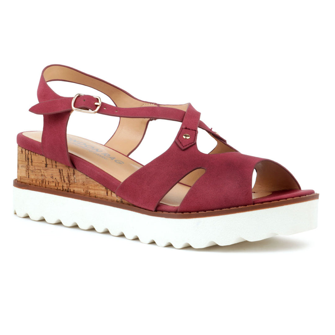 Berry Wedge Sandals - Burgundy