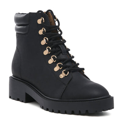 Black Smooth lace-Up Boots