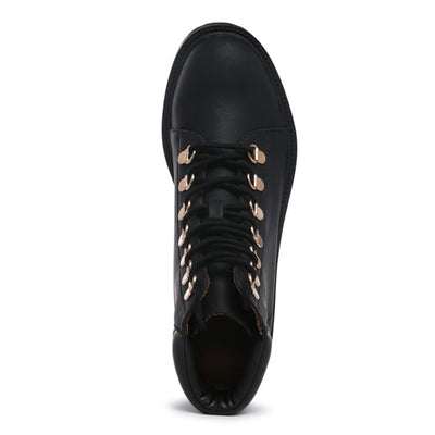 Black Smooth lace-Up Boot - UK6