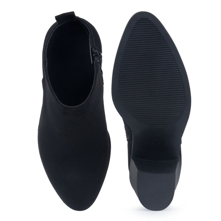 Black Block Heeled Boot - Black