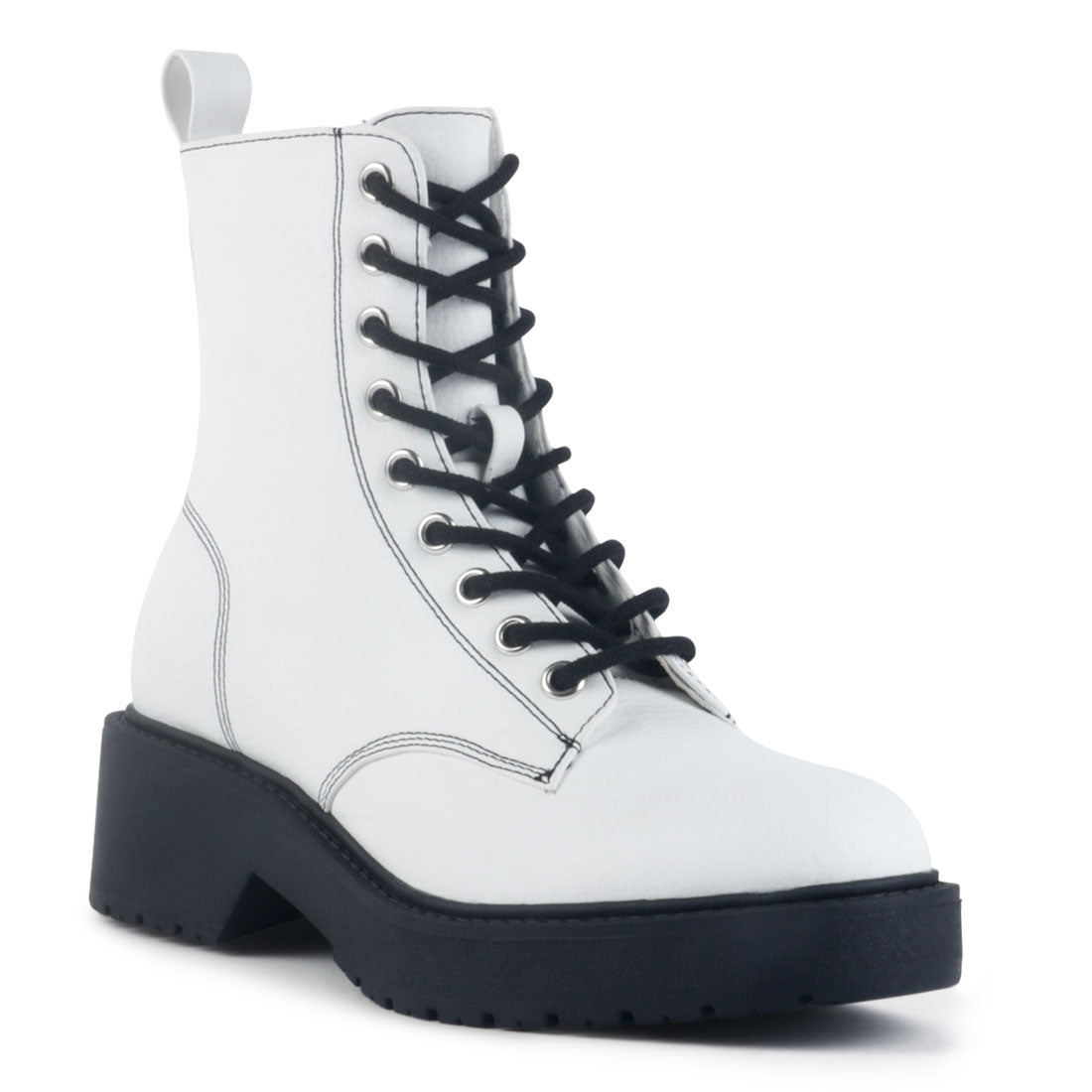 White Soft Leather Statement Boot - White
