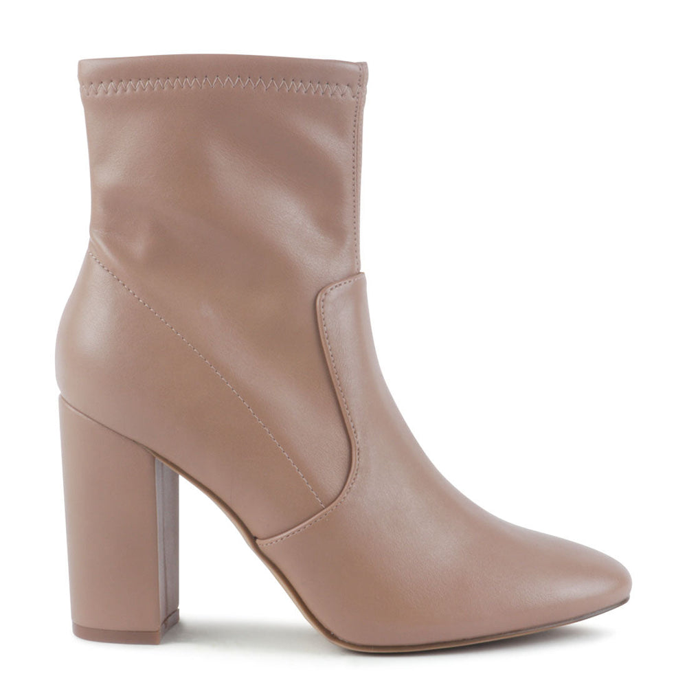 Block Heeled Boot - Brown