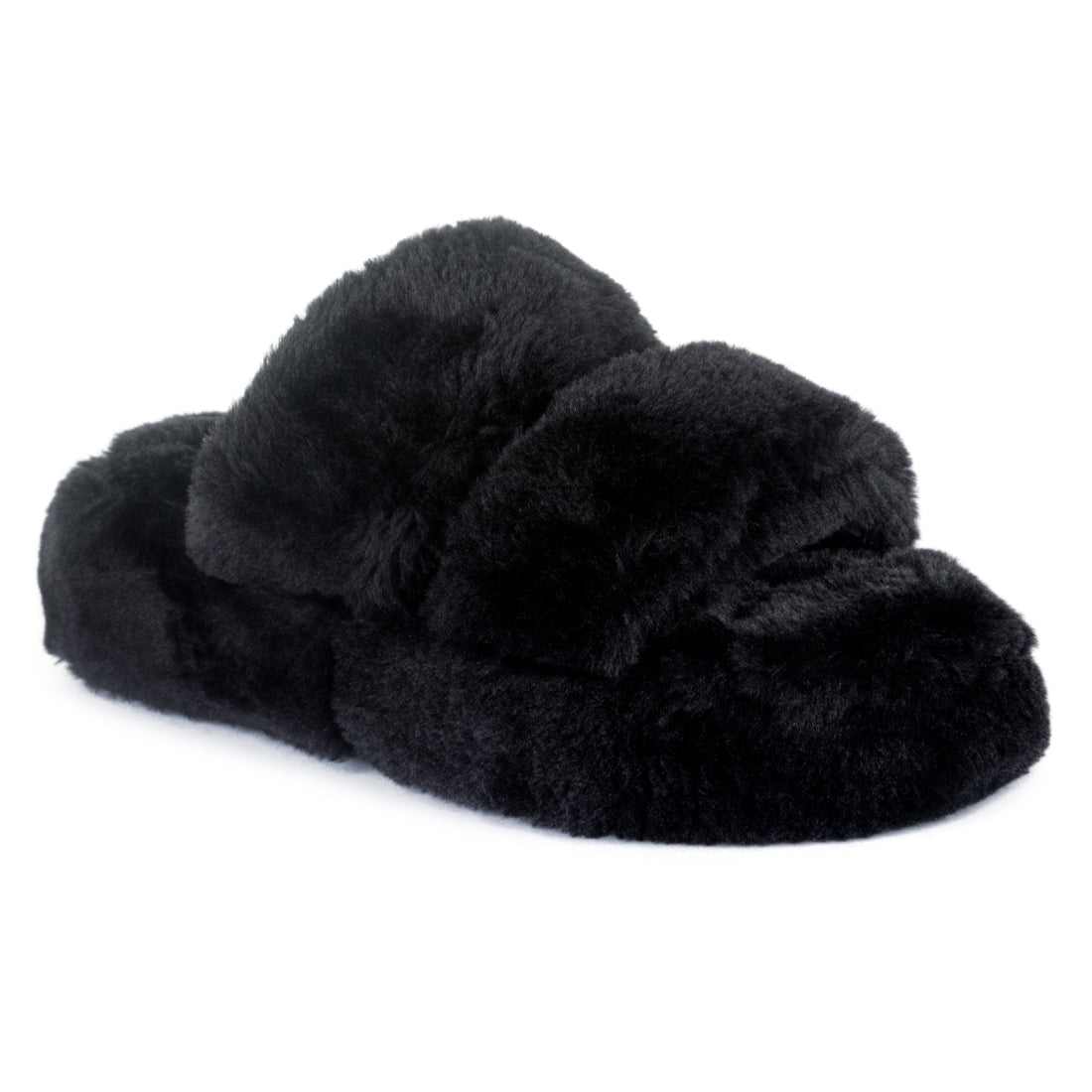 Burrow-In Indoor Fur Flats in Black - Black