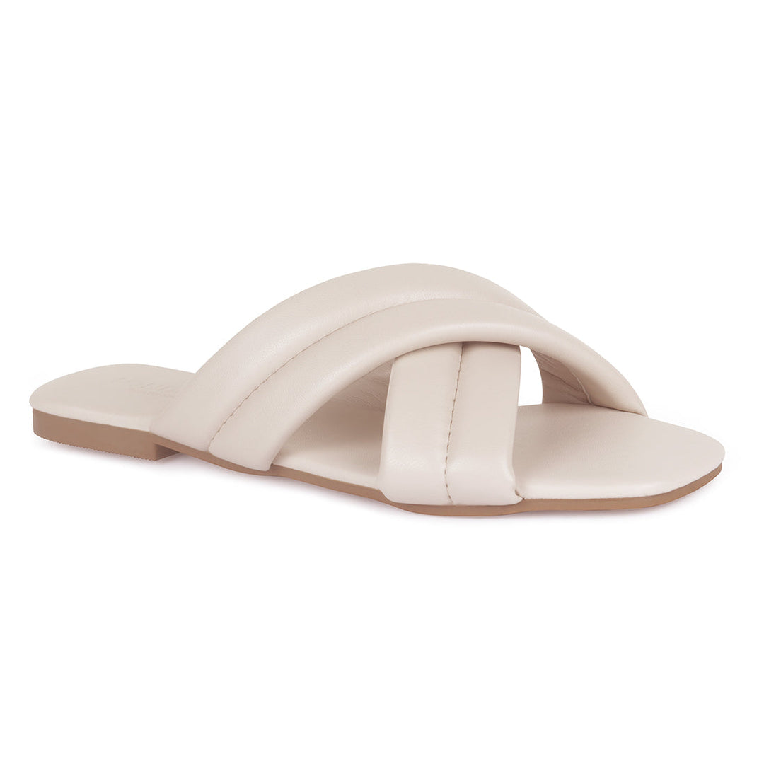 Beige Quilted Slip-On Flats - Beige