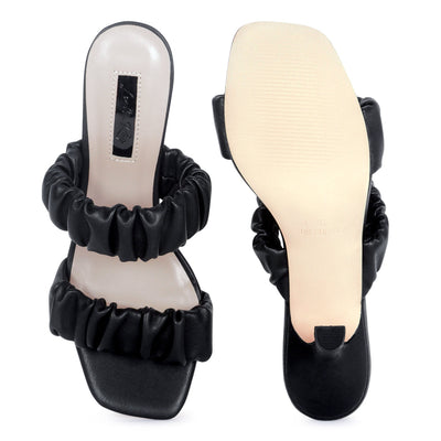 Fashion Mid Heel Sandals - Black