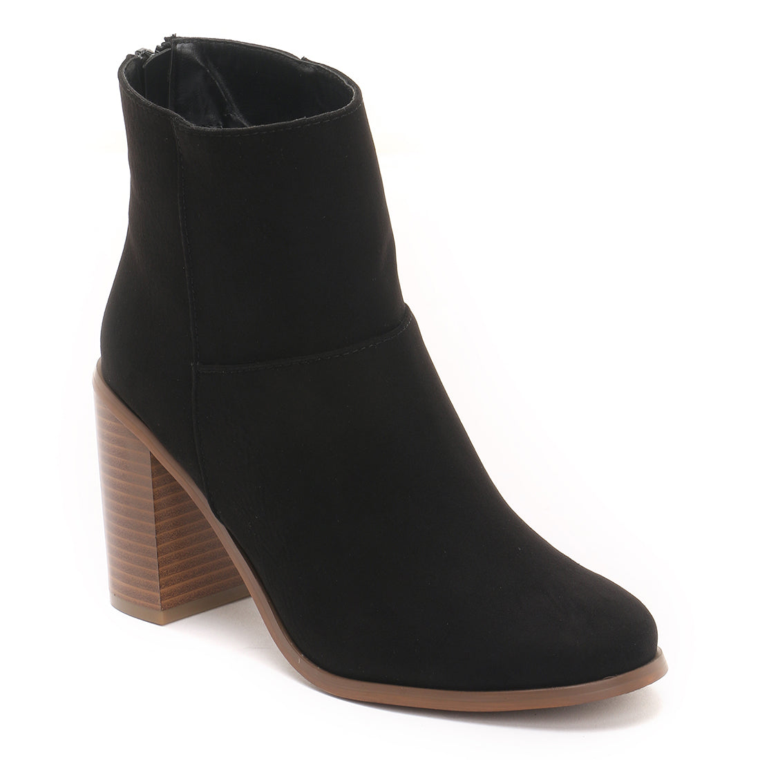 Block Heeled Ankle Boots In Black