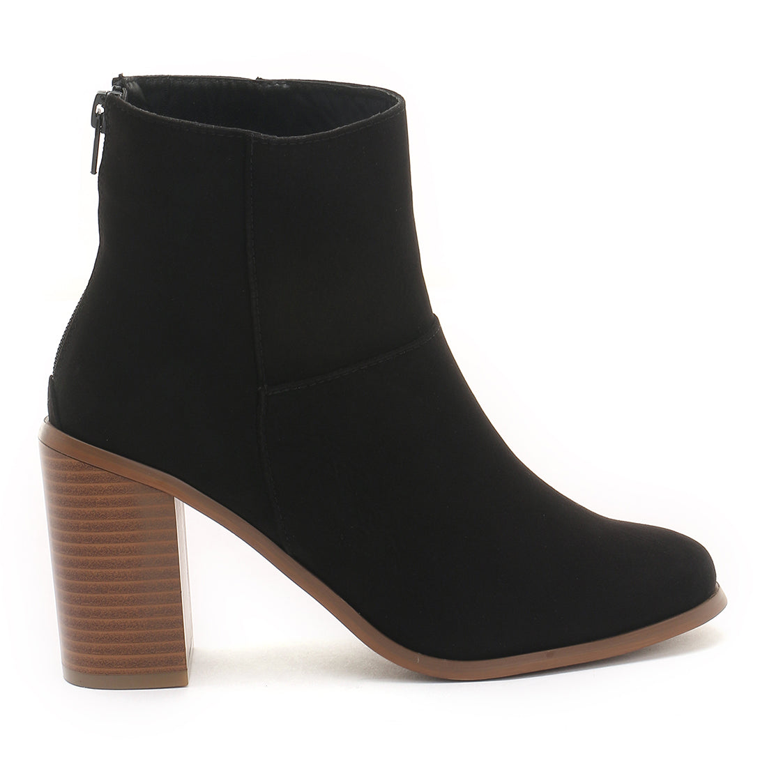 Block Heeled Ankle Boots In Black