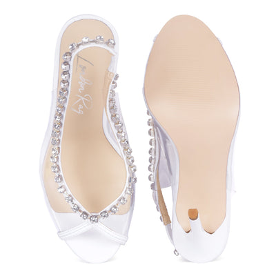 Stiletto Sling-back Sandals for Women - White