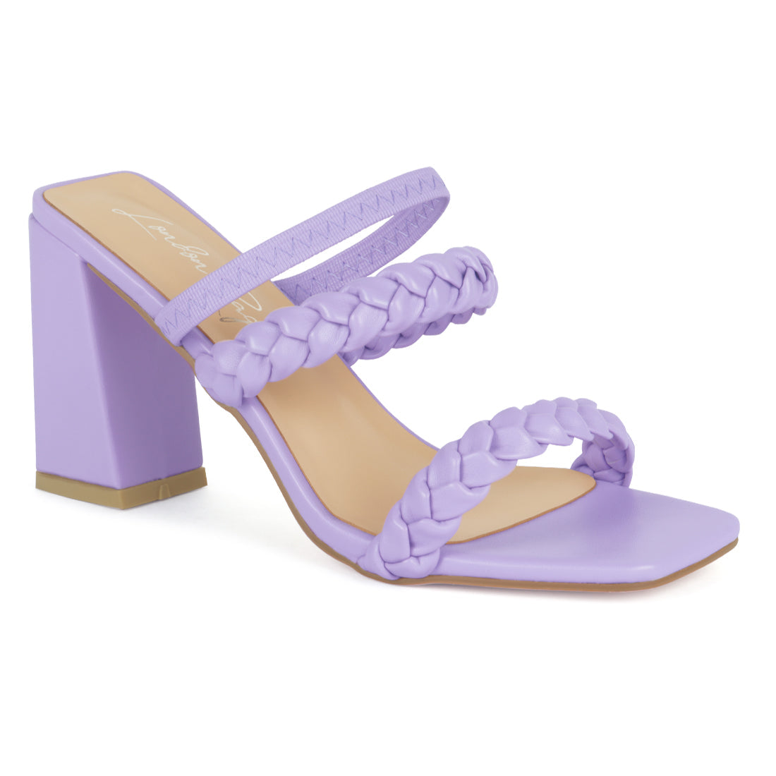 Woven Strap Casual Block Sandals - Purple