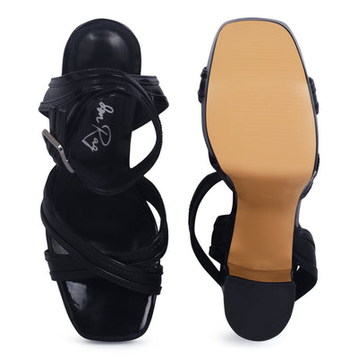 Platform Heel Sandals for Women - Black