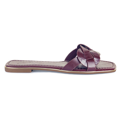 Silver Lining Woven Slip-On Flats in Brown - Brown