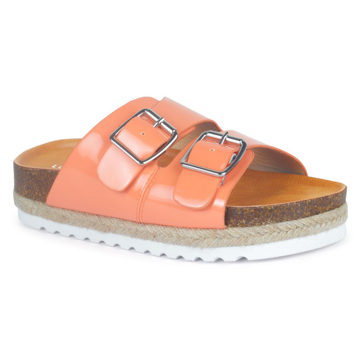 Orange Buckled Espadrille Platforms - Orange