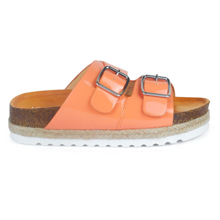 Orange Buckled Espadrille Platforms - Orange