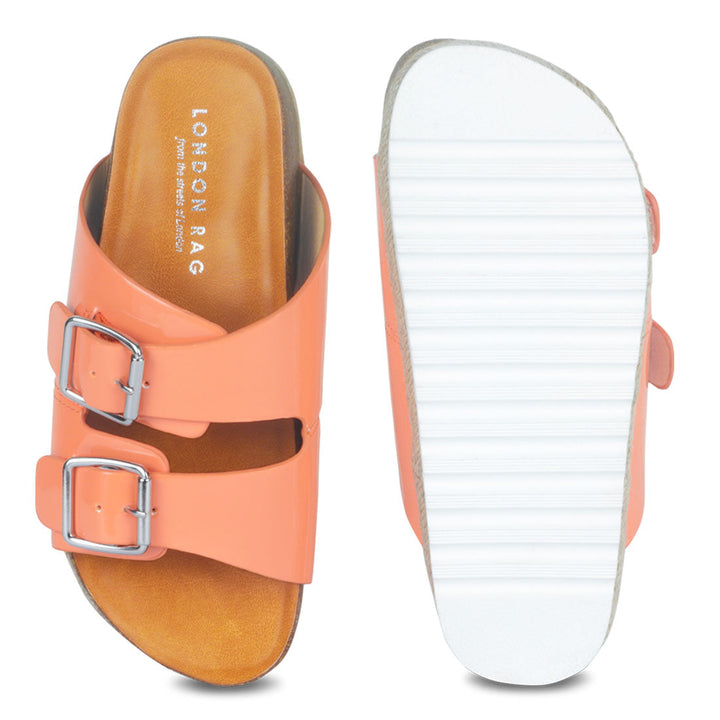 Orange Buckled Espadrille Platforms - Orange