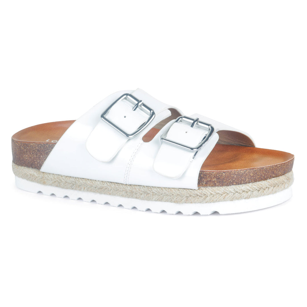 Buckled Espadrille Platforms - White