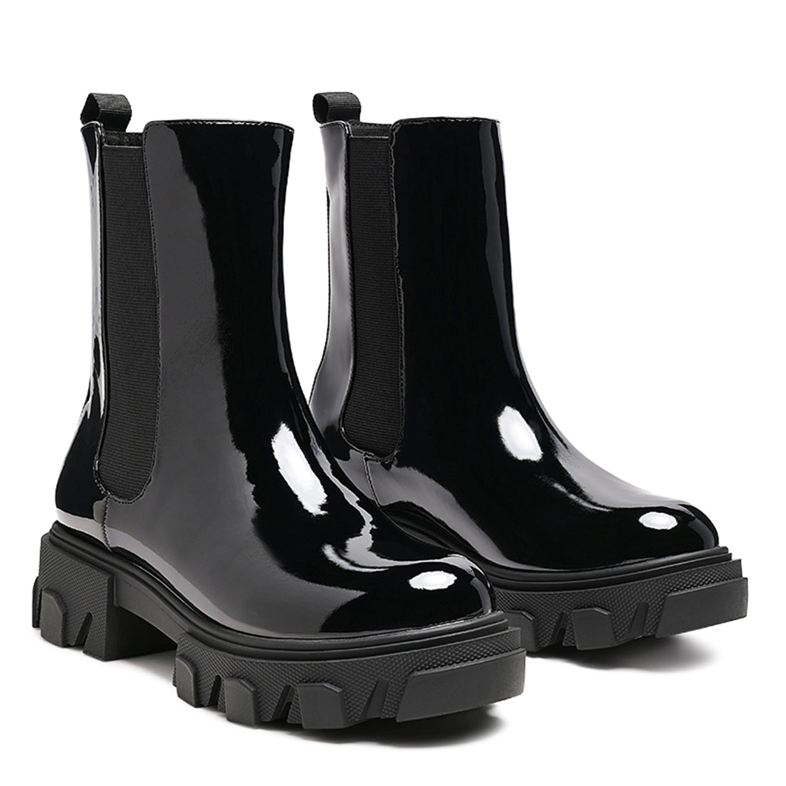 Patent chunky chelsea boots deals