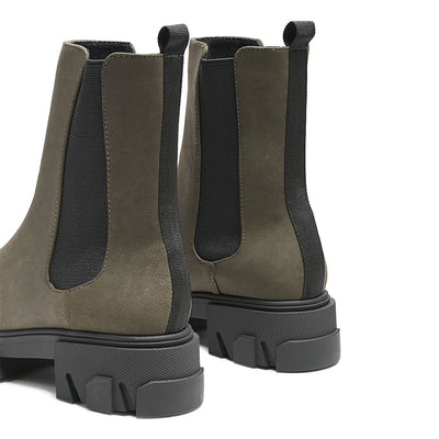 Olive Patent PU Chunky Chelsea Boot - UK4