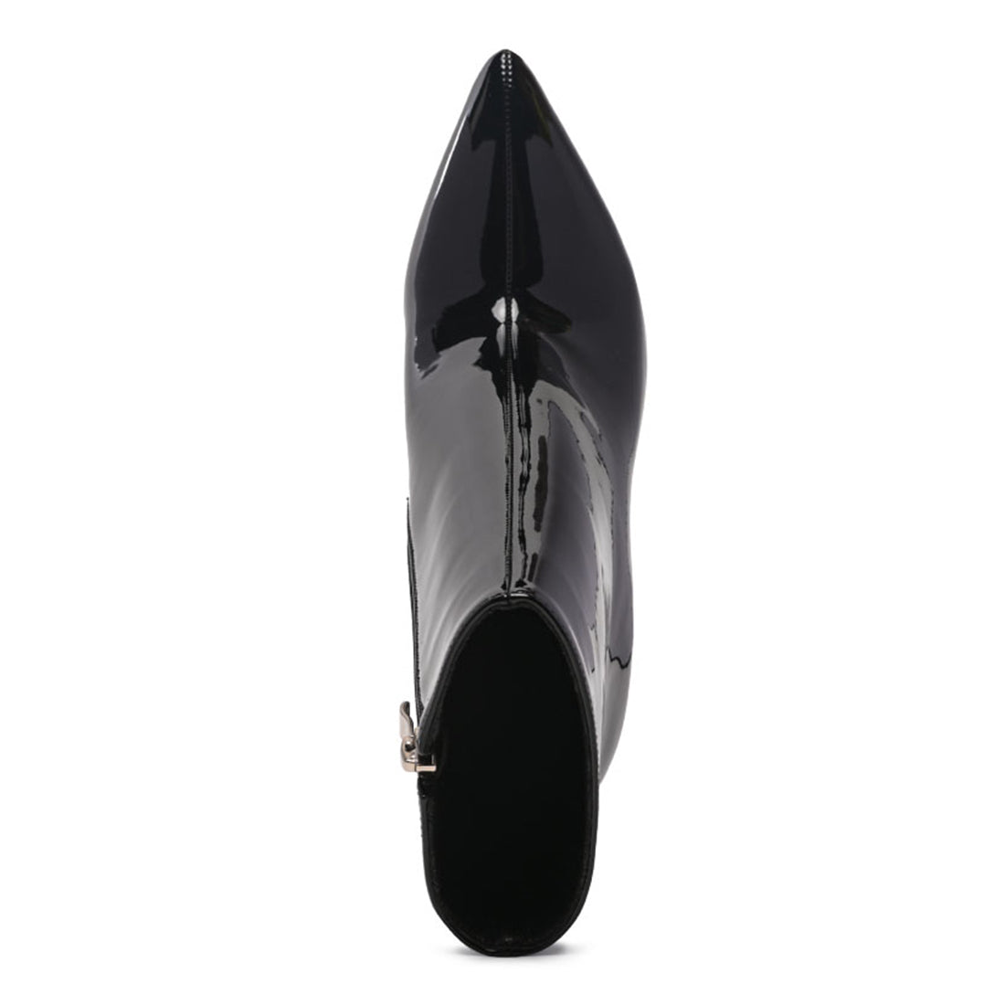 High Patent PU Stiletto Boot in Black - Black
