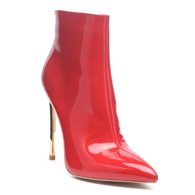High Patent PU Stiletto Boot in Red - Red