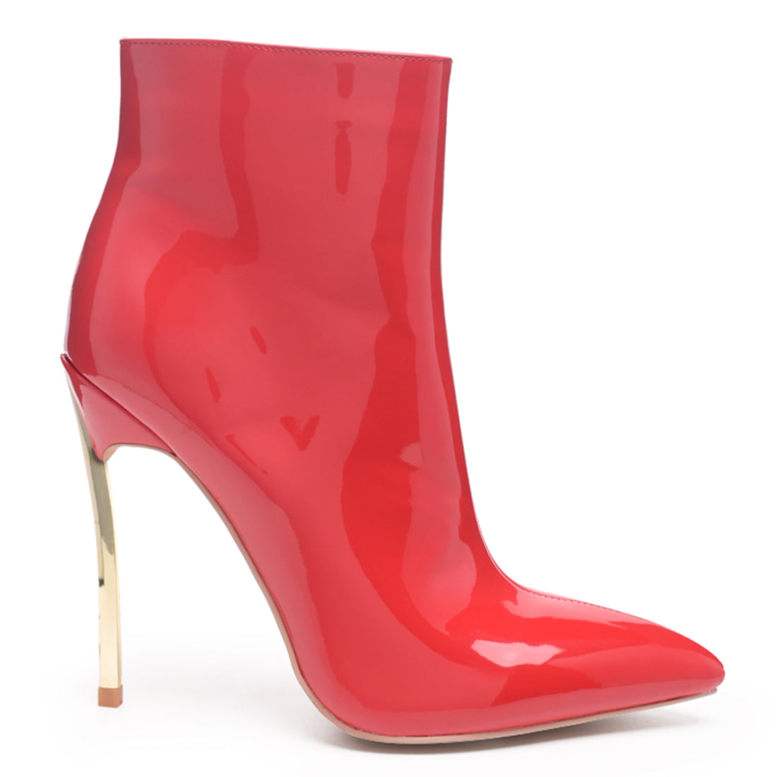 High Patent PU Stiletto Boot in Red - Red