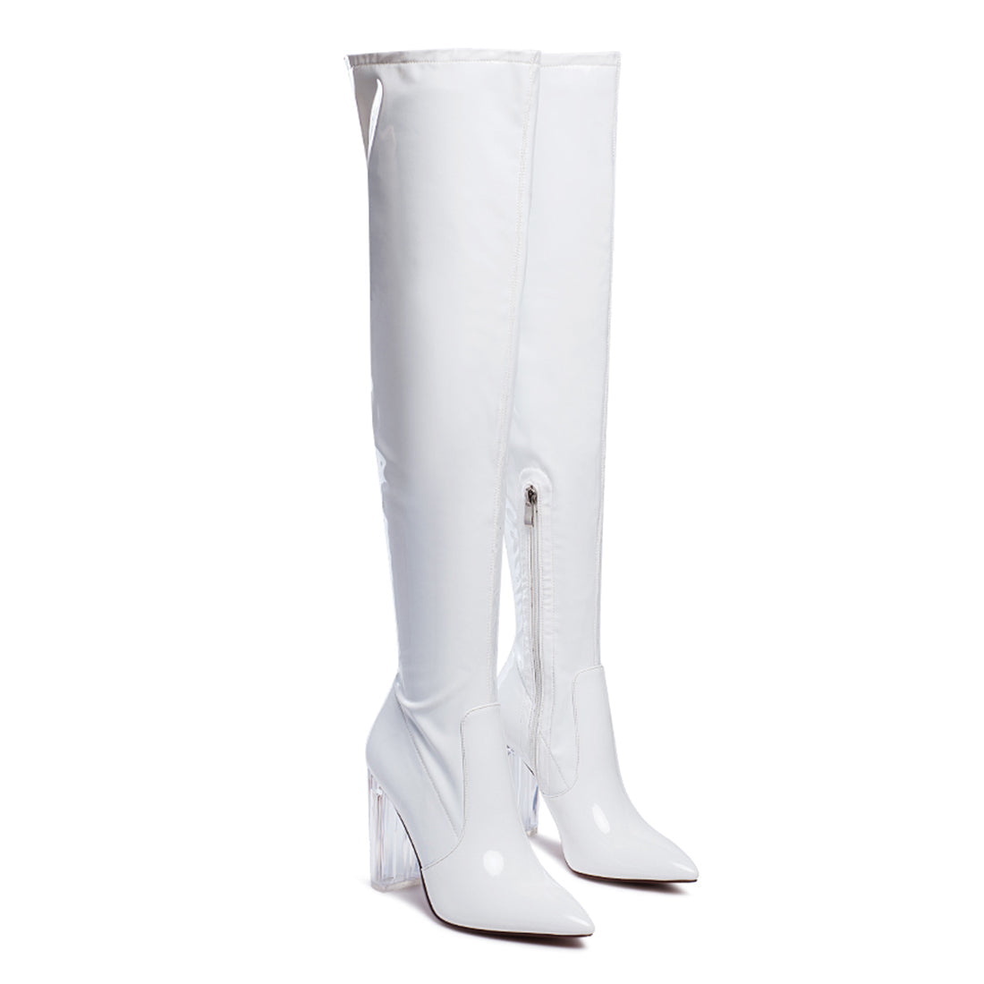Thigh High Long Boots in White - White