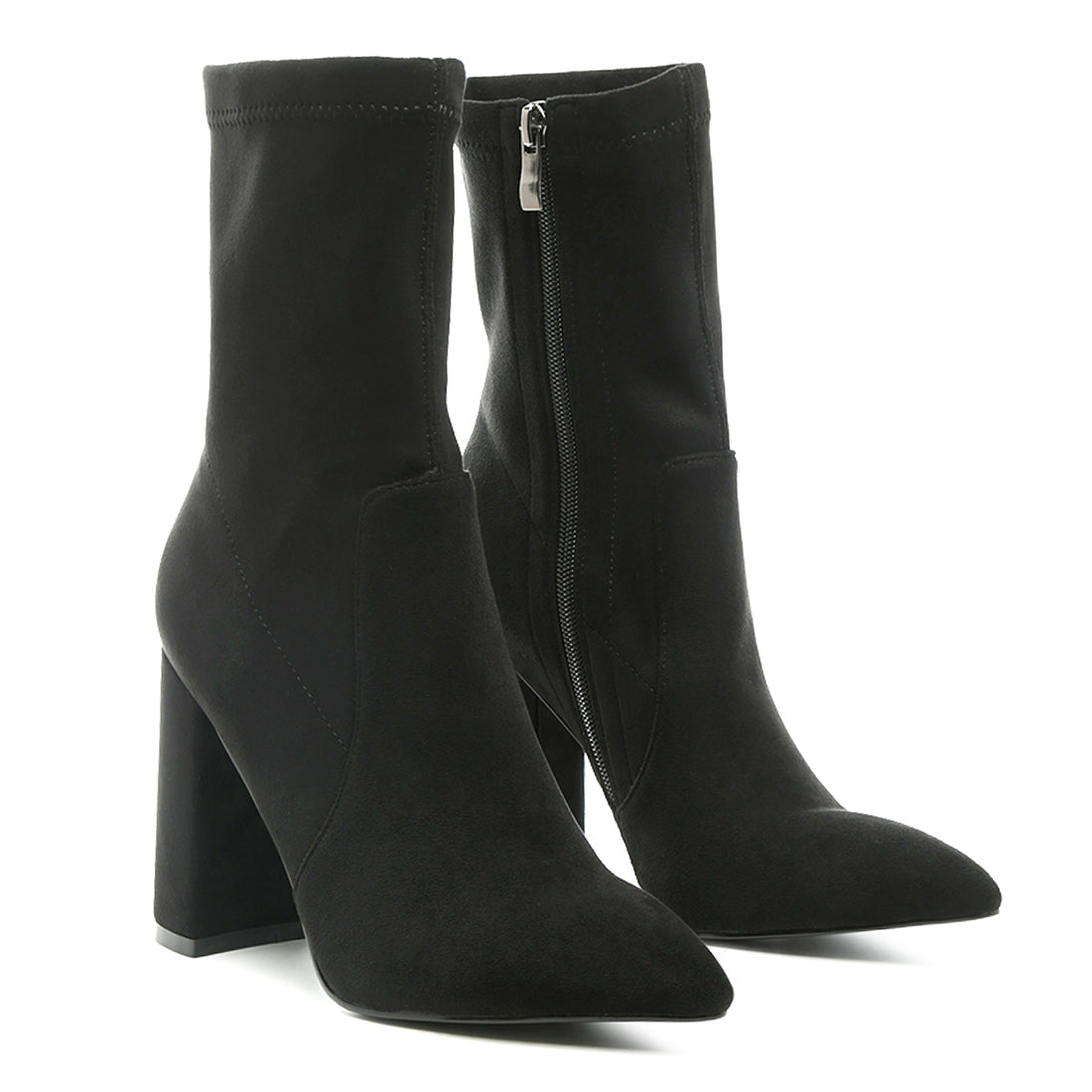 High Block Heeled Boots in Black